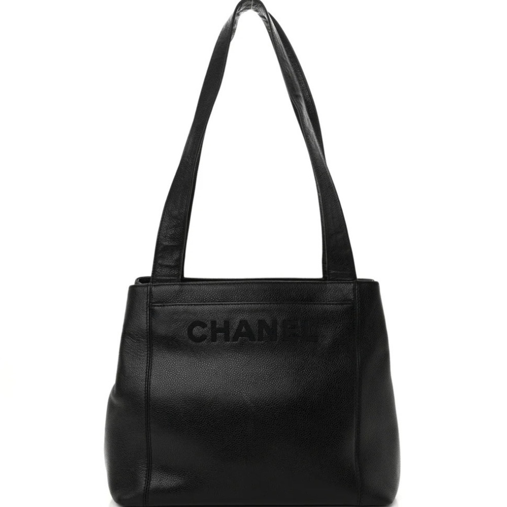 Authentic Chanel Black Cavier Shoulder Bag
